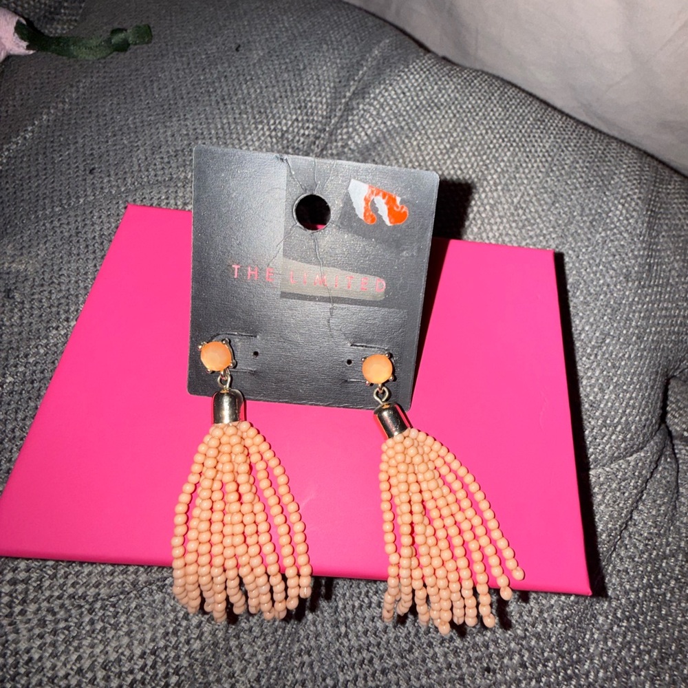 The Limited Coral Beaded Tassel Earrings